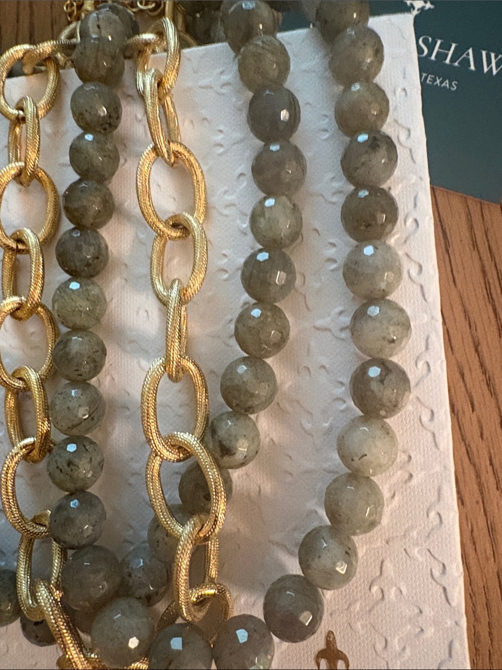NIBWT Susan Shaw Gray Labradorite and Gold Statement Triple Layer Necklace - Picture 7 of 17